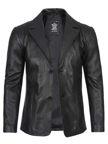 Surrey Men's Black Leather Blazer Orca Cloths