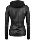 Women's Tall Black Leather Jacket With Removable Hood Orca Cloths