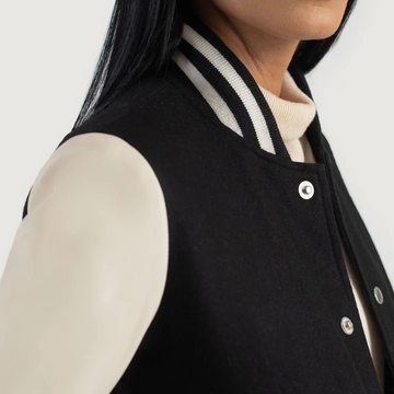Savant Women's Black & White Hybrid Varsity Jacket