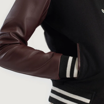 Savant Women's Maroon & Black Hybrid Varsity Jacket