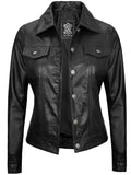 Fernando Women's Black Leather Trucker Jacket - Orca Cloths