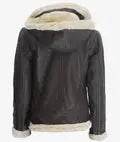 Womens Dark Brown Hooded Shearling Leather Jacket Orca Cloths