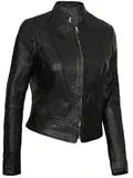 Amy Women's Black Café Racer Leather Jacket Orca Cloths