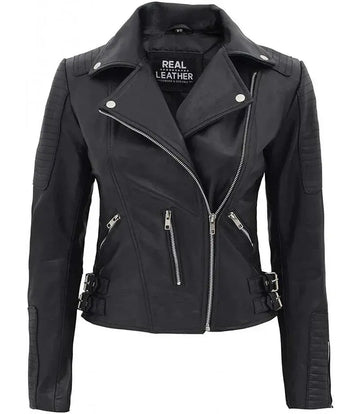 Bari Women Asymmetrical Black Leather Moto Jacket - Orca Cloths