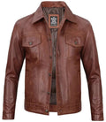 Fernando Men's Brown Leather Trucker Jacket