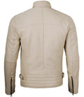 Felix Beige Cafe Racer Leather Jacket - Orca Cloths