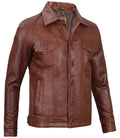 Fernando Men's Brown Leather Trucker Jacket - Orca Cloths