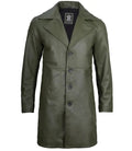 Bryson Military Green Leather Car Coat - Orca Cloths