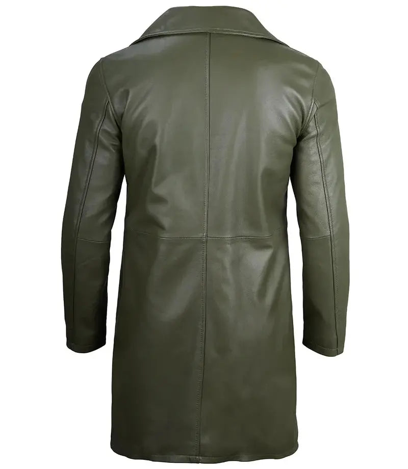 Bryson Military Green Leather Car Coat - Orca Cloths