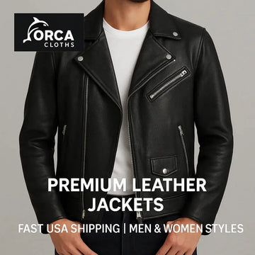 "Premium men's leather biker jacket - Orca Cloths USA"