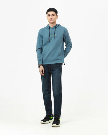 Relaxed Fit Pullover Hoodie with Printed Chest