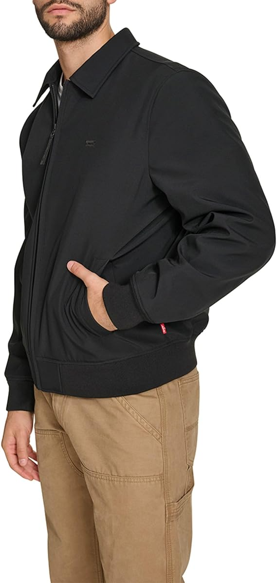 Men's Varsity Lightweight Softshell Rib Knit Bomber Jacket
