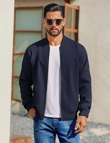 Men’s Varsity Softshell Jacket – Lightweight Casual Flight Cotton Bomber Coat