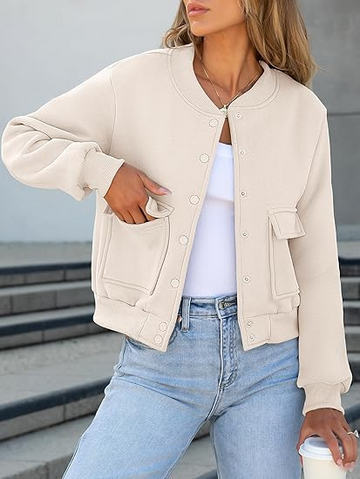 Women’s Varsity Jacket – Trendy Cropped Bomber Y2K Fall Outfit Coat