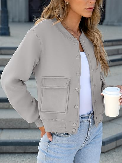 Women’s Varsity Jacket – Trendy Cropped Bomber Y2K Fall Outfit Coat
