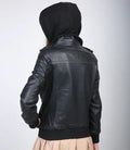 Edinburgh Womens Black Bomber Leather Jacket