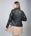 Carrie Women's Black Cafe Racer Leather Jackets - Orca Cloths