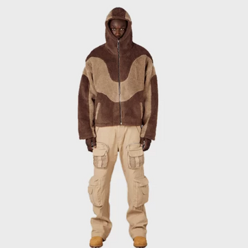 Black & Brown Faux Fur men's Hooded Jacket