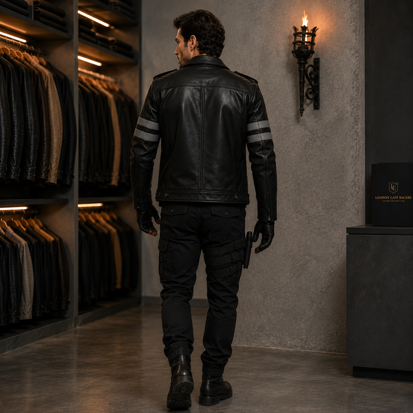 Men's Black Leather Field Jacket | Orca Leather Collection
