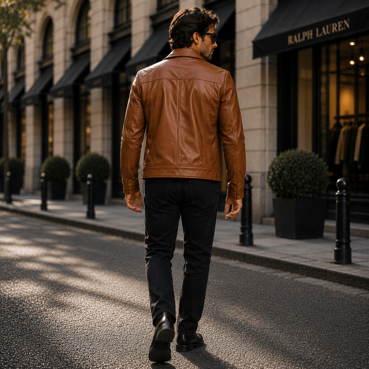 Men's Brown Leather Shirt Collar Jacket | Orca Leather Collection