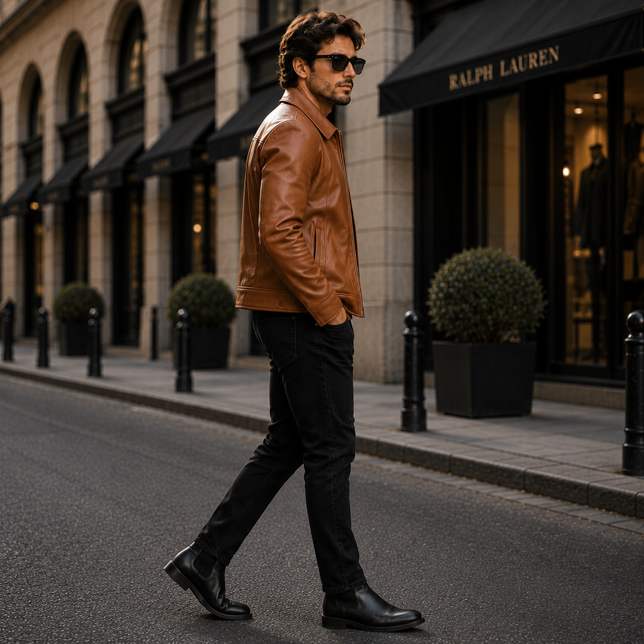 Men's Brown Leather Shirt Collar Jacket | Orca Leather Collection