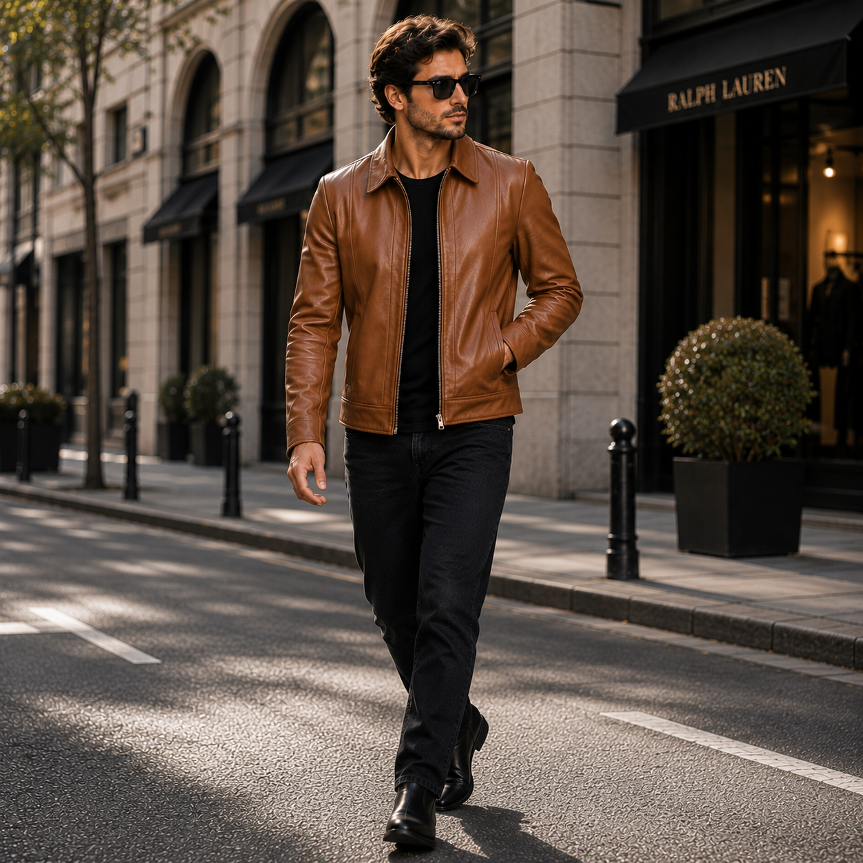 Men's Brown Leather Shirt Collar Jacket | Orca Leather Collection