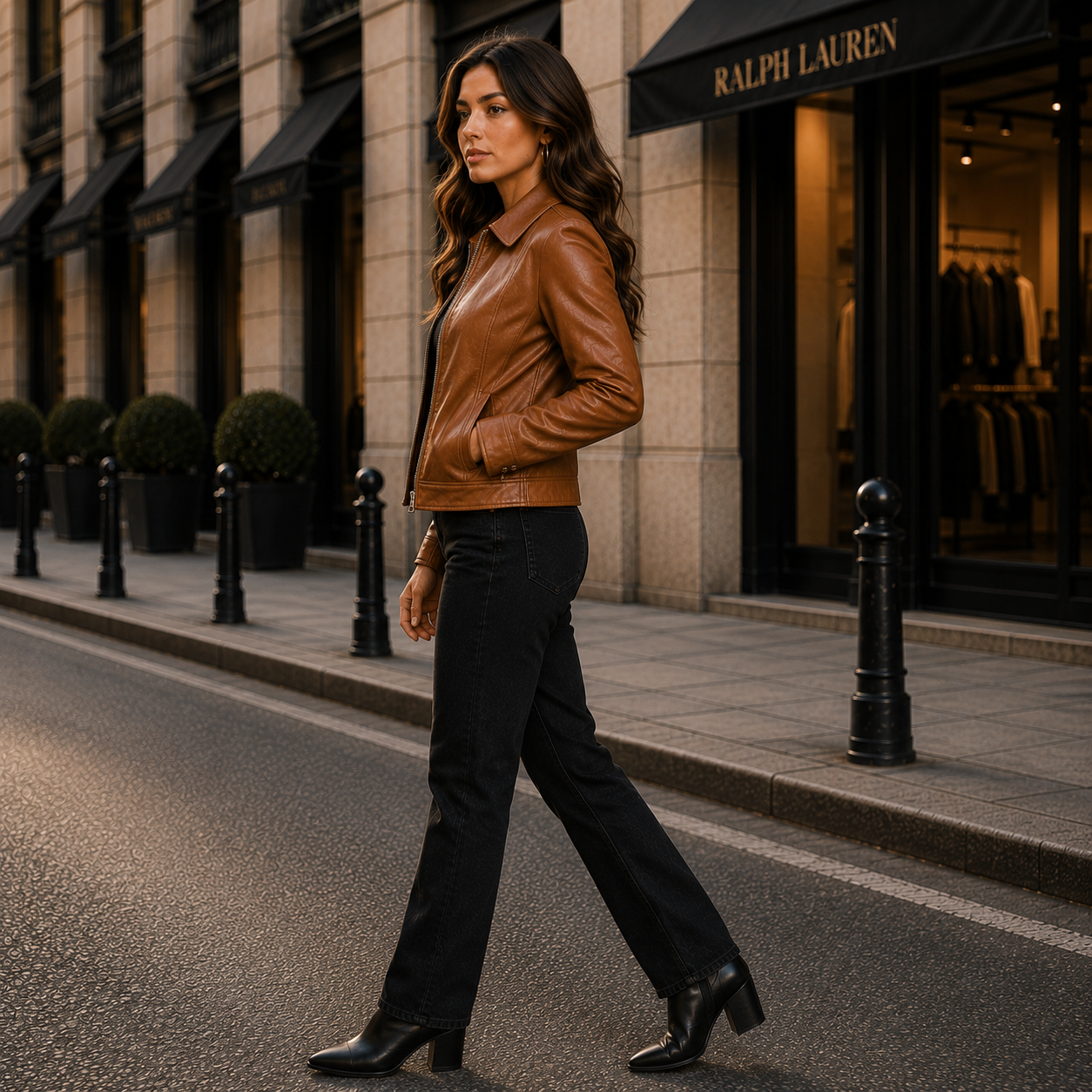 Women's Brown Leather Moto Jacket | Orca Leather Collection