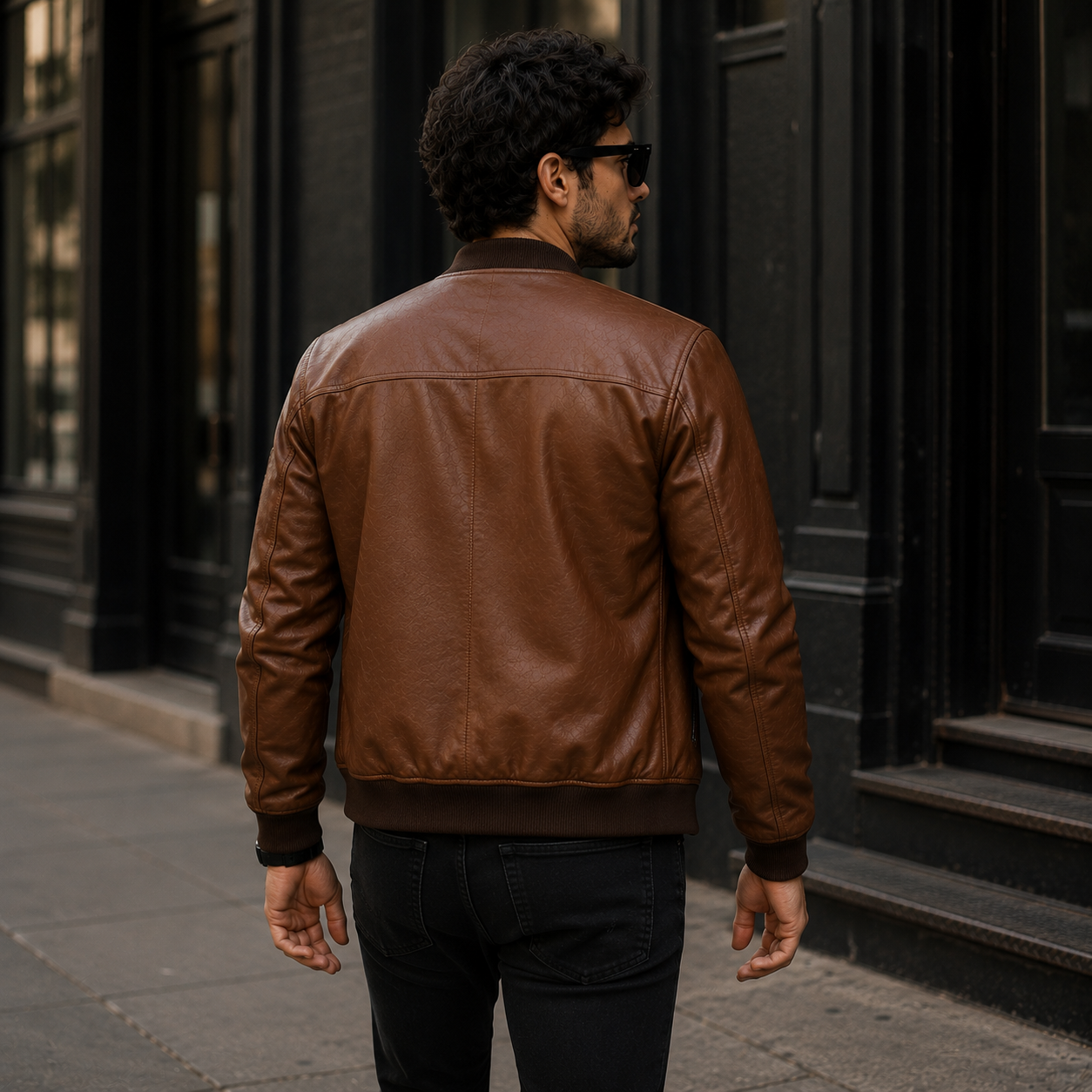 Men's Brown Leather Bomber Jacket | Orca Leather Collection