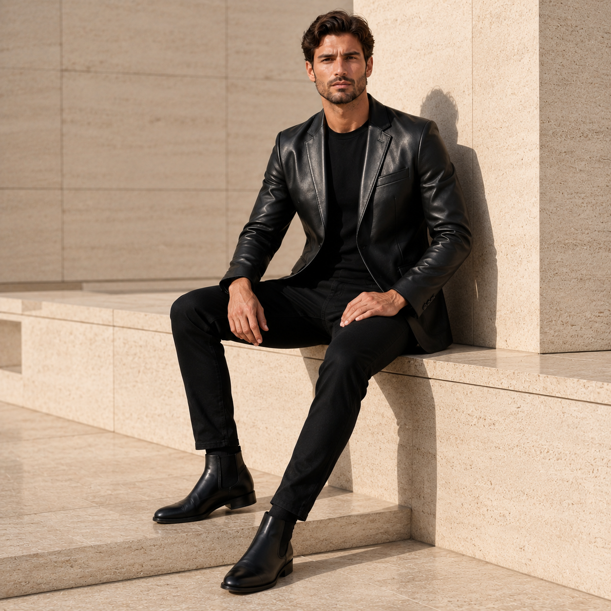 Men's Black Leather Blazer | Orca Leather Collection