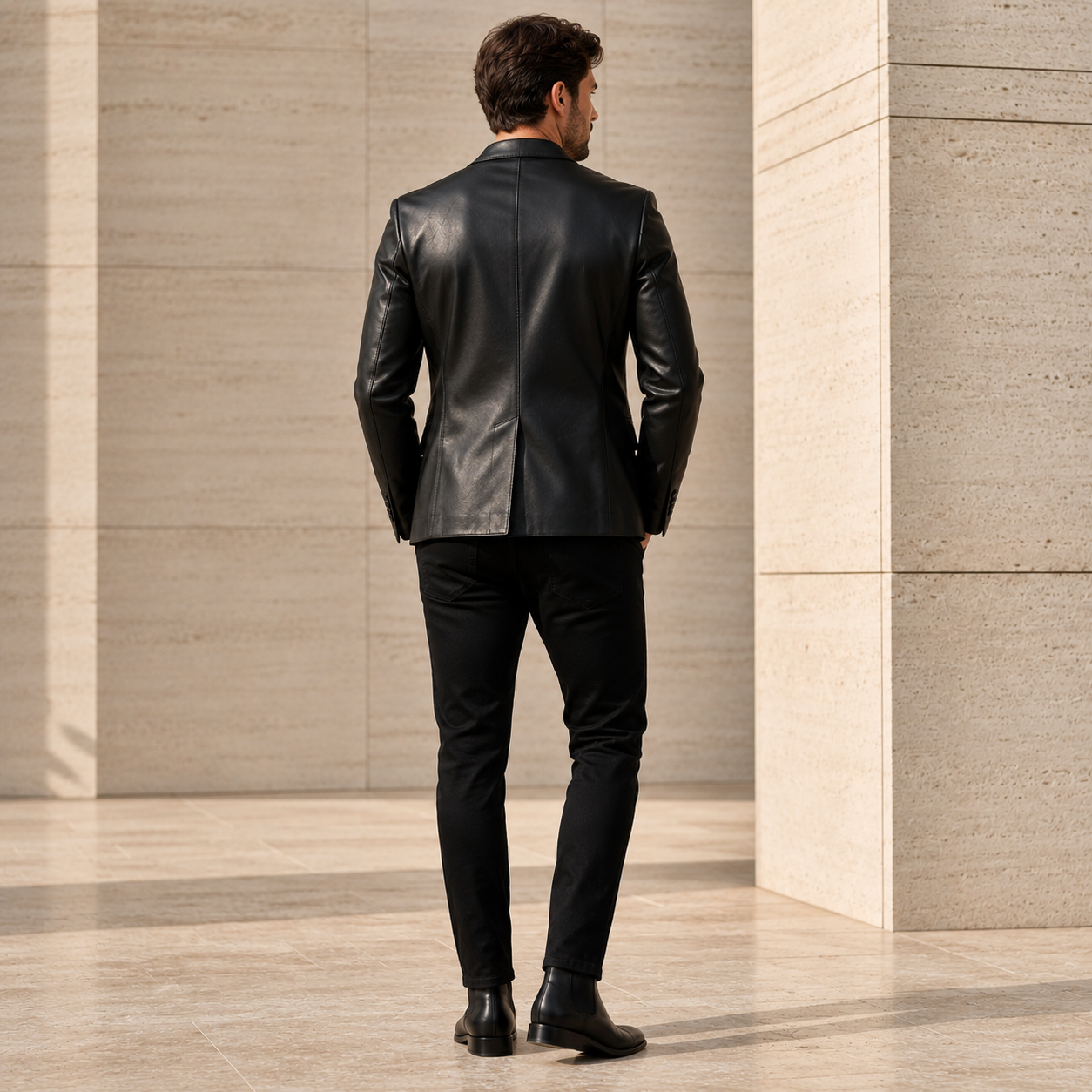 Men's Black Leather Blazer | Orca Leather Collection