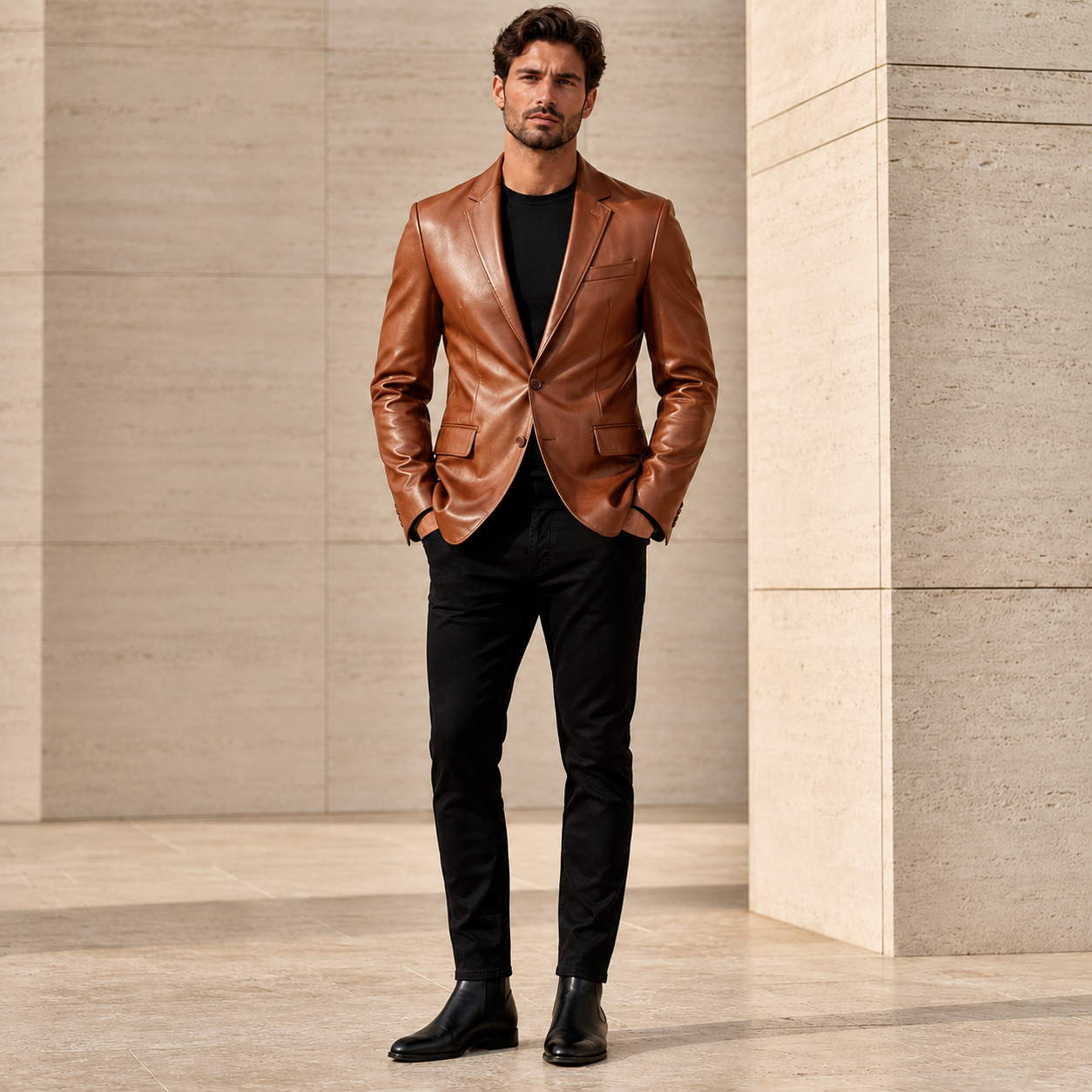Men's Brown Leather Blazer | Orca Leather Collection
