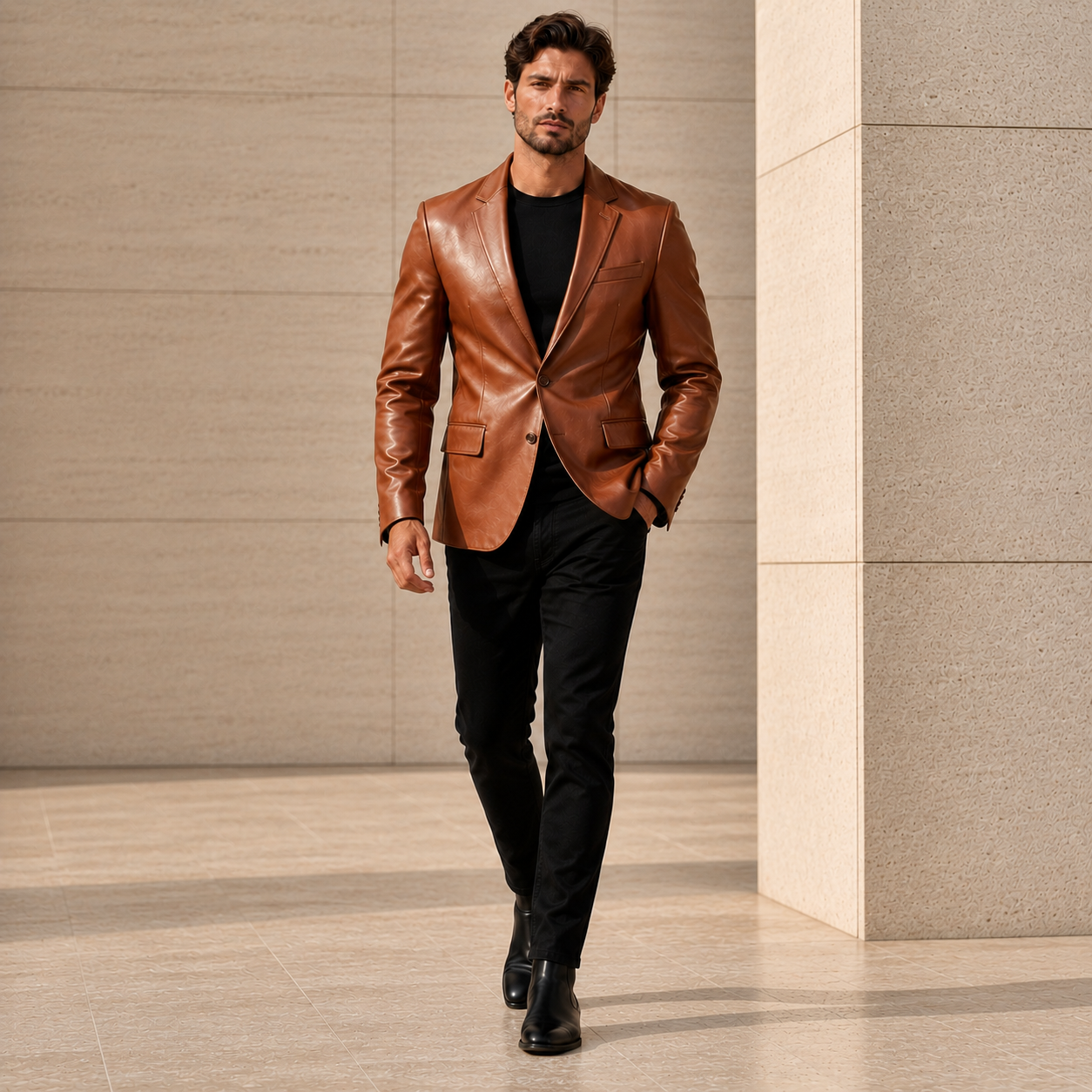 Men's Brown Leather Blazer | Orca Leather Collection