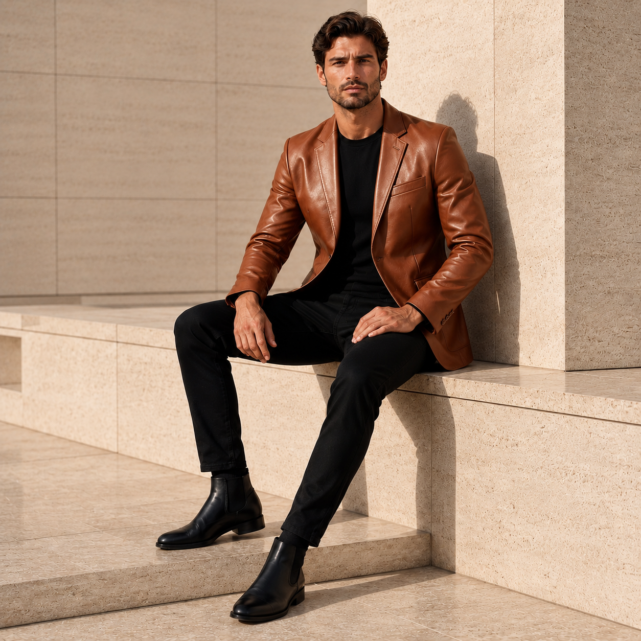 Men's Brown Leather Blazer | Orca Leather Collection