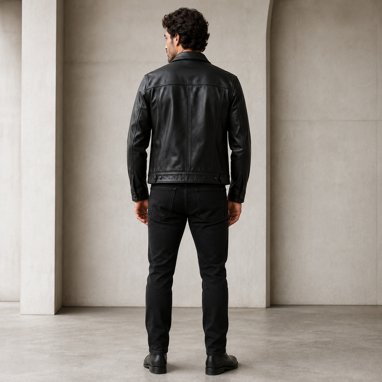 Men's Black Leather Trucker Jacket | Orca Leather Collection