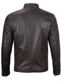 Clinton Dark Brown Cafe Racer Leather Jacket - Orca Cloths