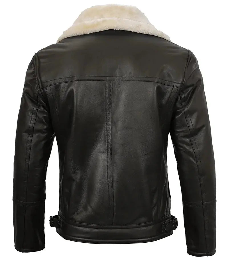 Hartford Asymmetrical Dark Brown Leather Shearling Jacket Mens - Orca Cloths