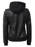 Edinburgh Petite Womens Black Hooded Leather Jacket - Orca Cloths