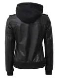 Edinburgh Tall Womens Black Hooded Leather Jacket