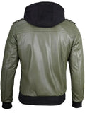 Edinburgh Military Green Mens Hooded Leather Jacket - Orca Cloths