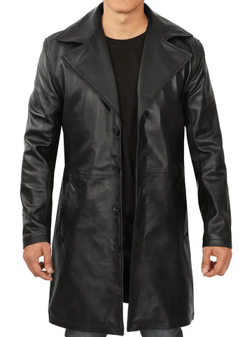 Jackson Men's Black 3/4 Length Leather Car Coat - Orca Cloths