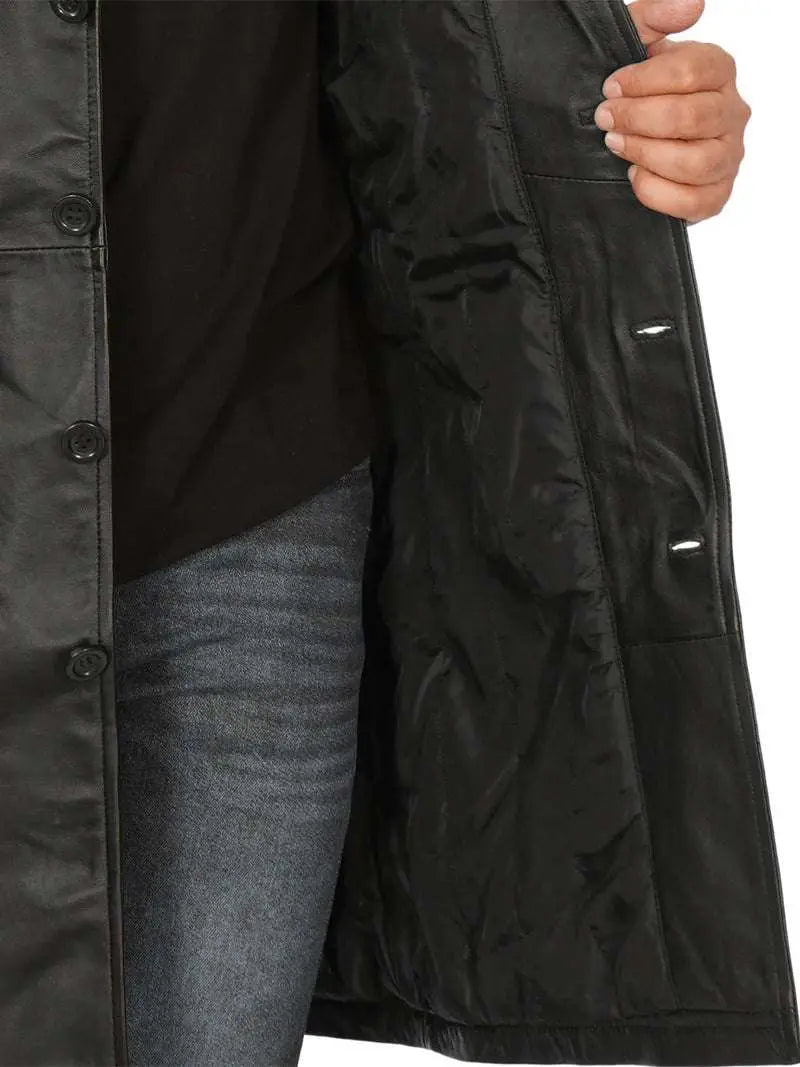 Jackson Men's Black 3/4 Length Leather Car Coat