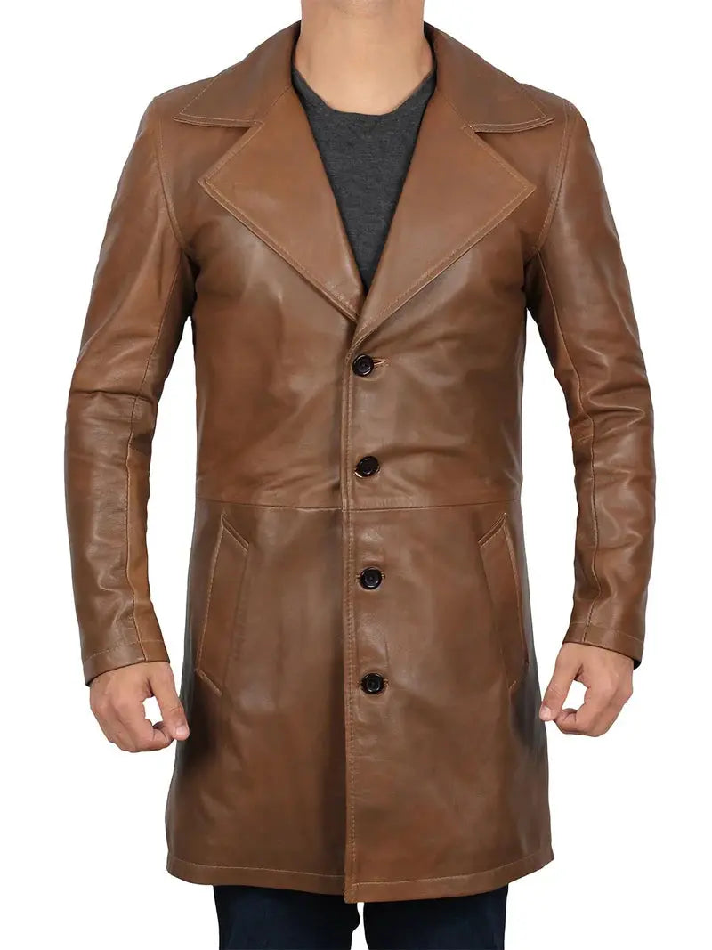 Jackson Men's Brown Leather Car Coat - Orca Cloths