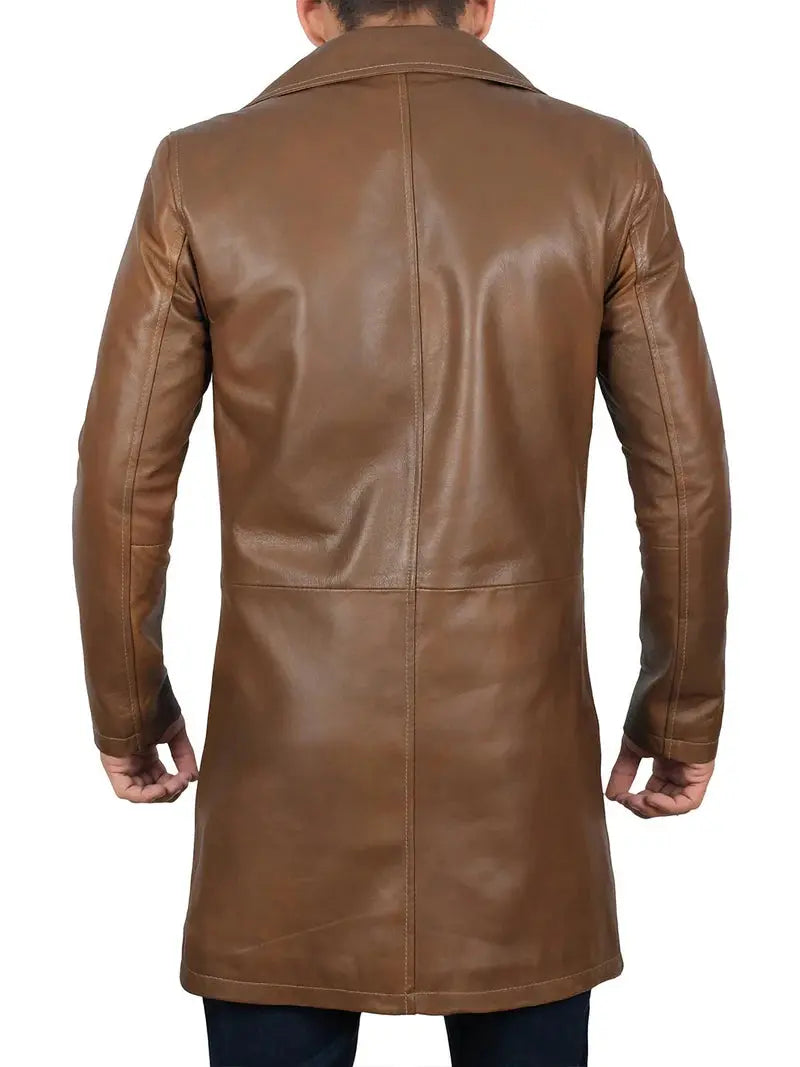 Jackson Men's Brown Leather Car Coat - Orca Cloths