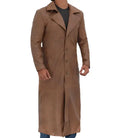 Jackson Men's Distressed Brown Leather Long Trench Coat - Orca Cloths