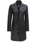 Jackson Petite Women Black Leather Long Coat - Orca Cloths