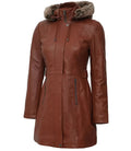 Jean Brown Shearling Coat Womens with Removable Hood - Orca Cloths