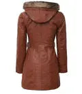 Jean Brown Shearling Coat Womens with Removable Hood - Orca Cloths