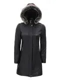 Jean Womens Black Real Leather Hooded Shearling Coat - Orca Cloths