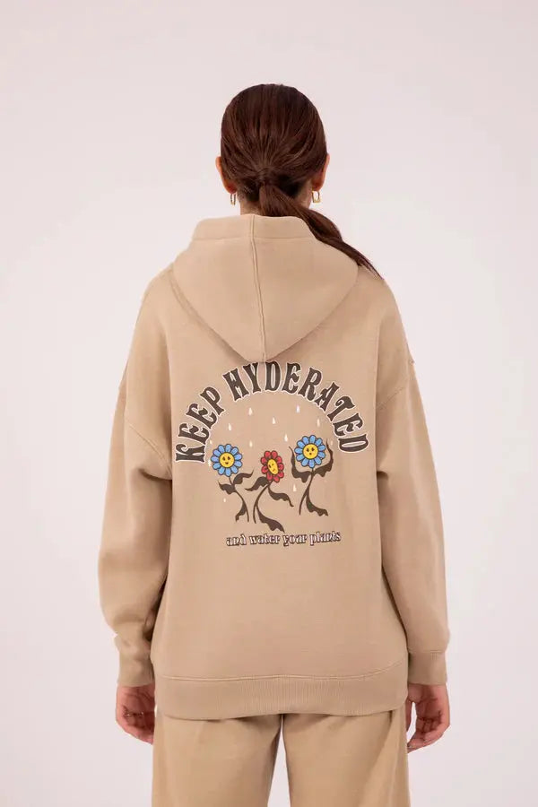 Keep Hydrated Graphic Hoodie – Khaki - Orca Cloths