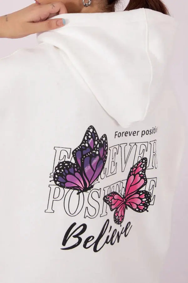 Forever Positive Butterfly Graphic Hoodie – White - Orca Cloths